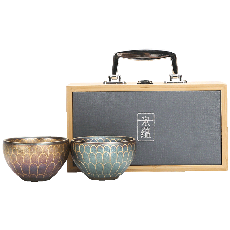 Songyun Yan Xiaohua Dunhuang Hand-Painted Lotus Flower Cup Pair, Building Cup, Tea Cup, Host Cup, Tea Tasting Cup, Tea Set, Holiday Housewarming Gift