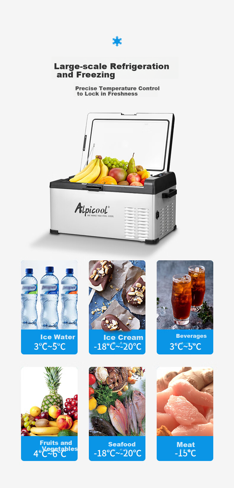 Alpicool Car Refrigerator C40, Dual-Use for Car And Home, Compressor-Freezing And Refrigeration, Mini Quick-Freeze Fridge for Dormitory And Office 8
