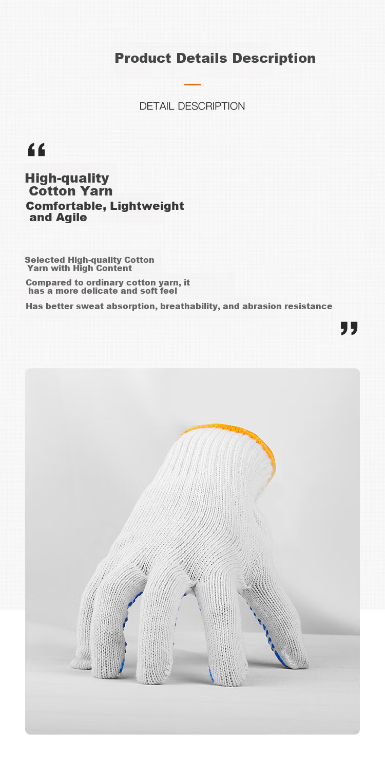 Gongzhe Cotton Work Gloves, Non-Slip, Thickened And Wear-Resistant, for Construction Work, Black Dotted Non-Slip Gloves, 12 Pairs, One Size Fits All 3
