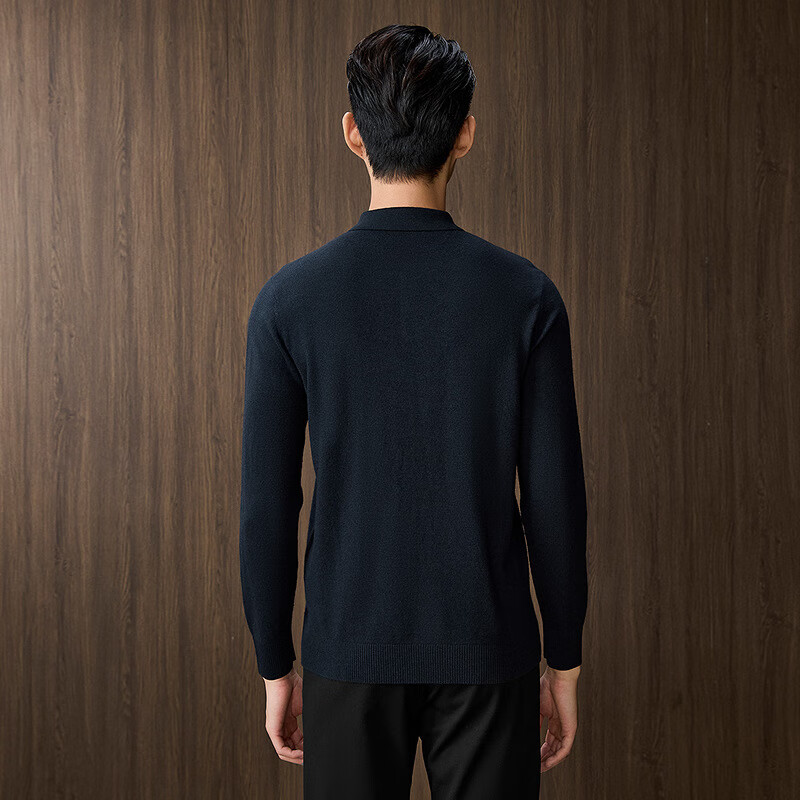 HLAHLA Men's Long Sleeve Knit Sweater Autumn 25 Light Business Classic Series Polo Collar Sweater