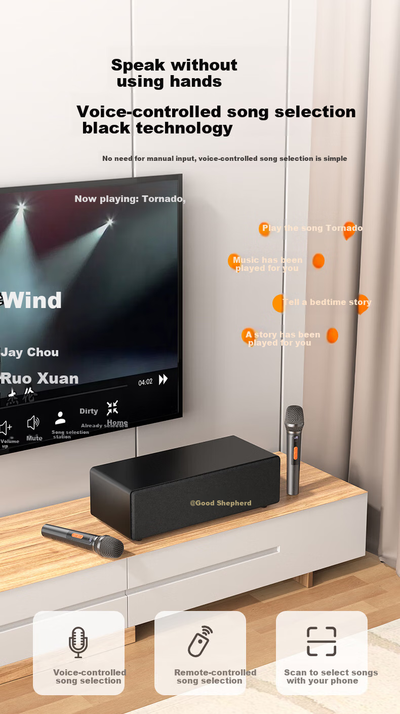 Haomuren Karaoke Sound System, Home KTV Sound Package, All-In Karaoke Machine for Singing at Home, Karaoke TV, Microphone, Karaoke Machine with Song Selection Function, Wireless Microphone, Bluetooth Speaker, Amplifier 7