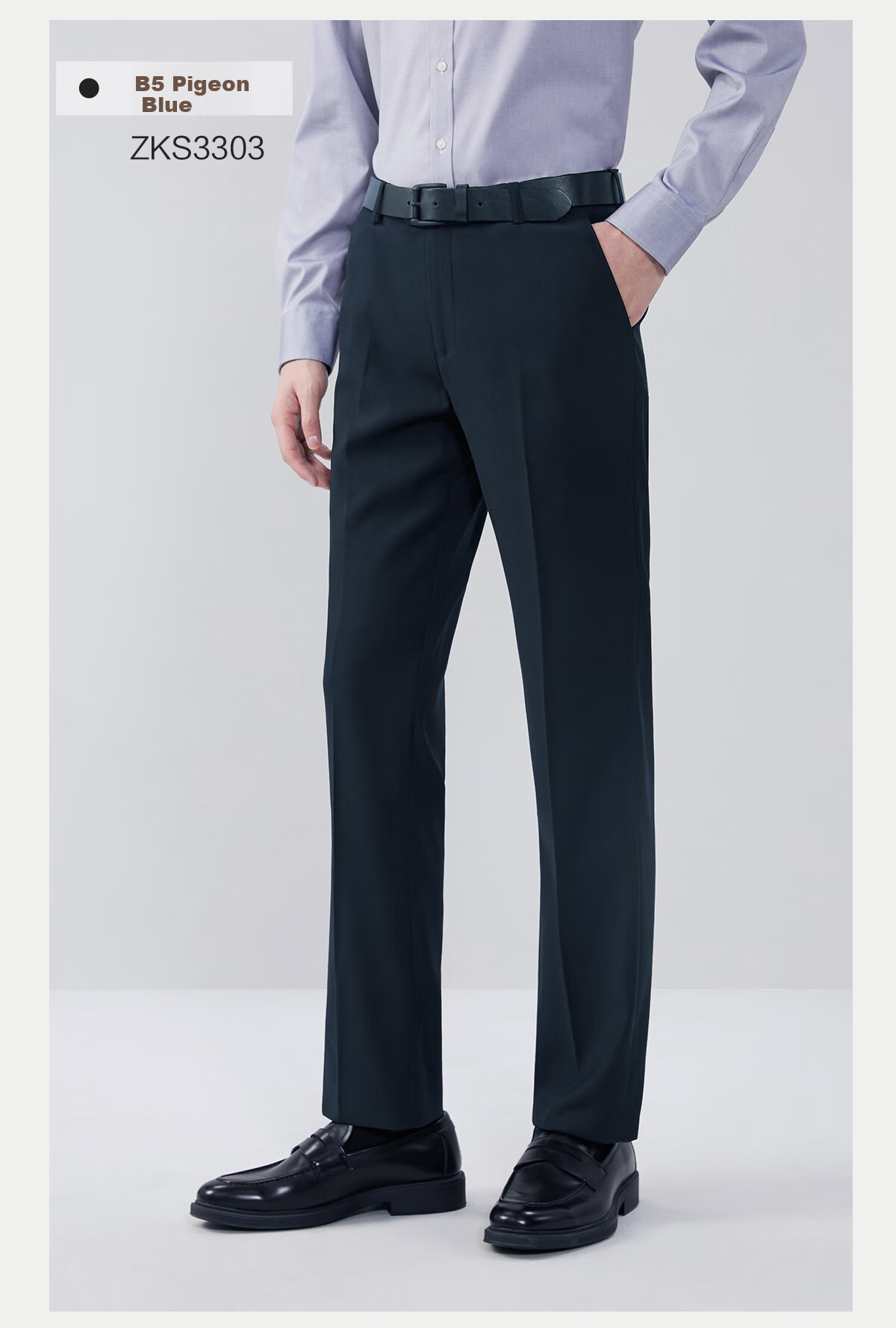 Hodo [No Tailoring Required, No Ironing Needed] Men's Business Straight-Leg Trousers, All-Season Navy Blue, Size 32 14