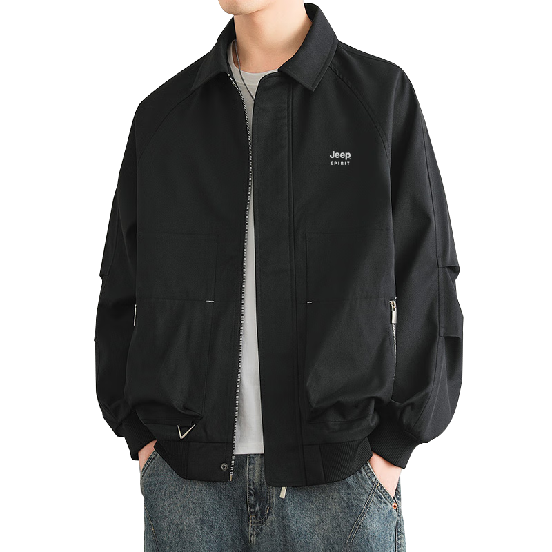 JEEP SPIRIT Men's Winter Fleece-Lined Thickened Jacket Casual Warm Men's Cardigan Outerwear