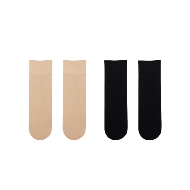 Dushiliren Mid-Calf Women's Stockings, Middle-Aged And Elderly Spring And Autumn Season, Medium-Thick Style, Wide Cuff, Not Easy to Break, Wear-Resistant, Flesh-Colored And Black Short Socks