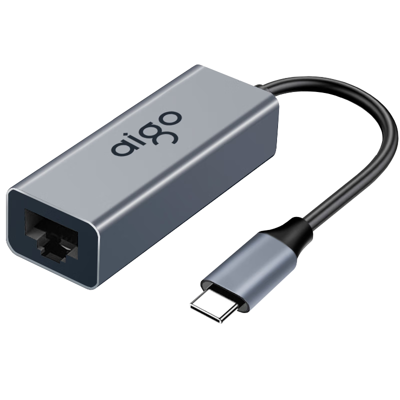 Aigo Type-C to RJ45 Ethernet Adapter, Gigabit Wired Network Card Expansion Dock for Laptops/phones/tablets, PD100W Power Supply R02P Metal