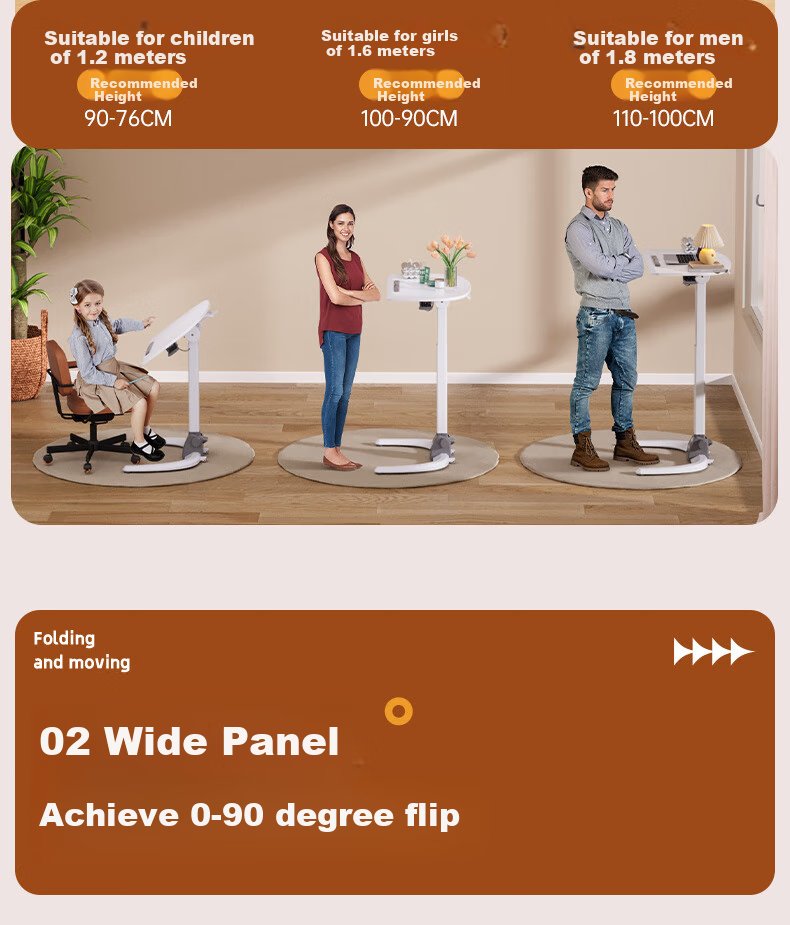 JOYSEEKER Standing Adjustable Height Desk, Foldable Laptop Table, Workstation, Movable Desk, Sofa Table 15