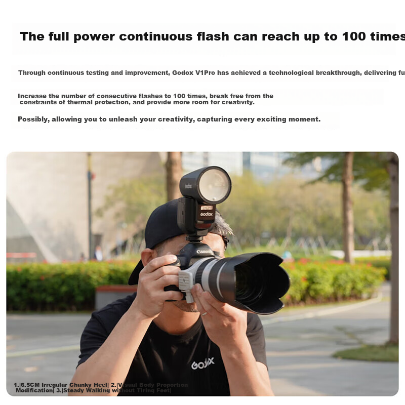 Godox V1Pro Hot Shoe Flash, High-Speed Sync, TTL Auto Metering, Lithium Battery, Hot Shoe Mount, Pocket Light, Portable for Outdoor Shooting And Wedding Photography [Official Standard Configuration] Canon Versio
