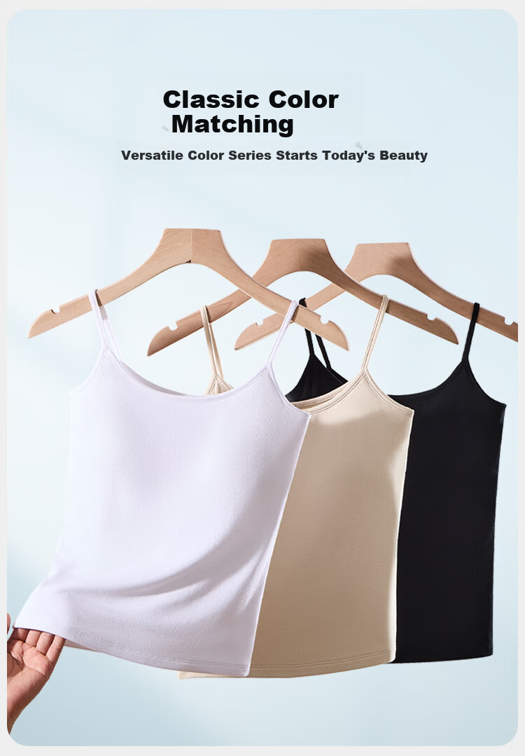 MiiOW Women's Camisole Bra with Built-In Pads, Beautiful Back Inner Wear Undershirt T-Shirt Spring/Summer 2026 White L 6