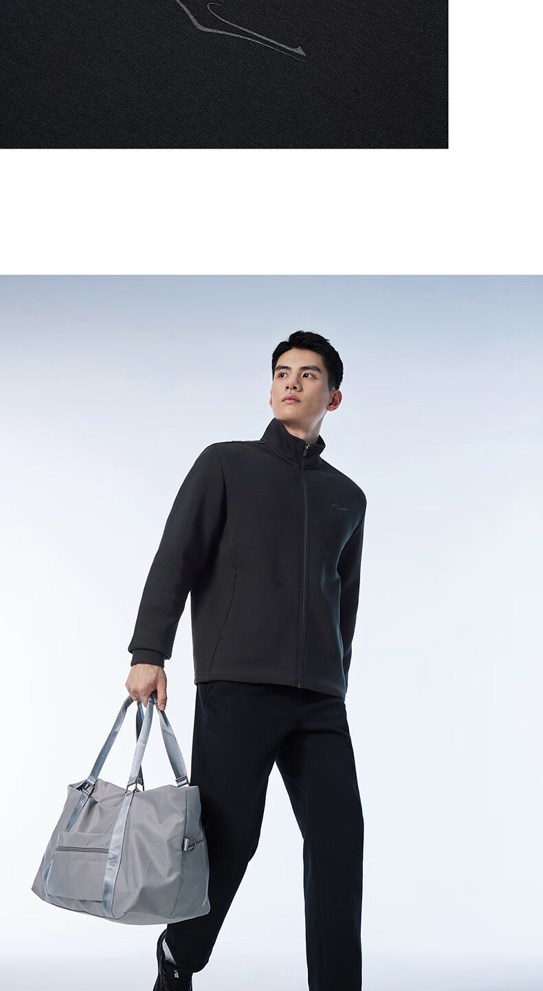 ERKE Men's Spring Zip-up Hoodie Jacket Stand Collar Long Sleeve Knit Windproof Cuffed Casual Sports Jacket Windbreaker 5