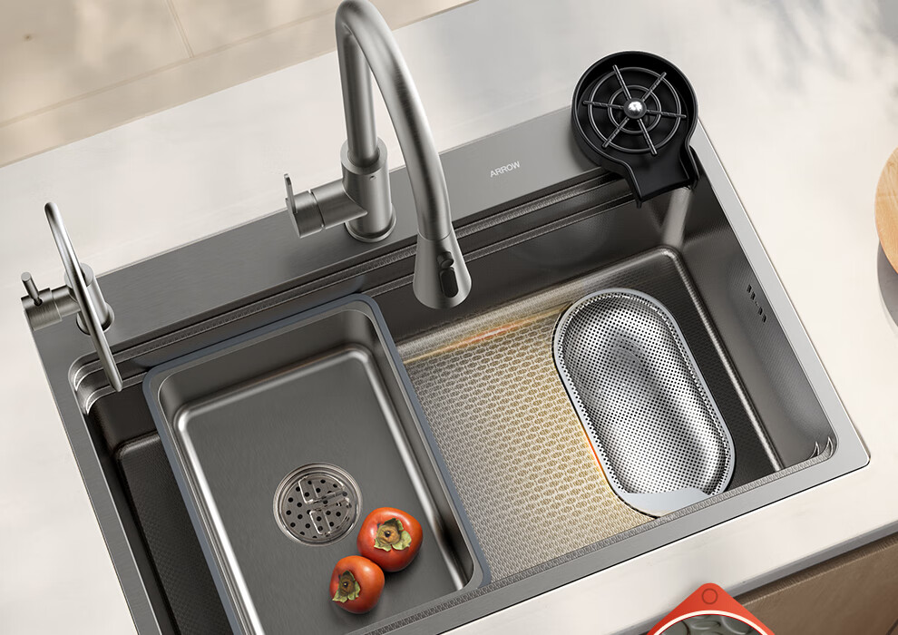 ARROW 3mm Thickened Large Single Sink, 304 Stainless Steel Vegetable Washing Basin, Handmade Nano Sump [Renovation Subsidy 15%] 8