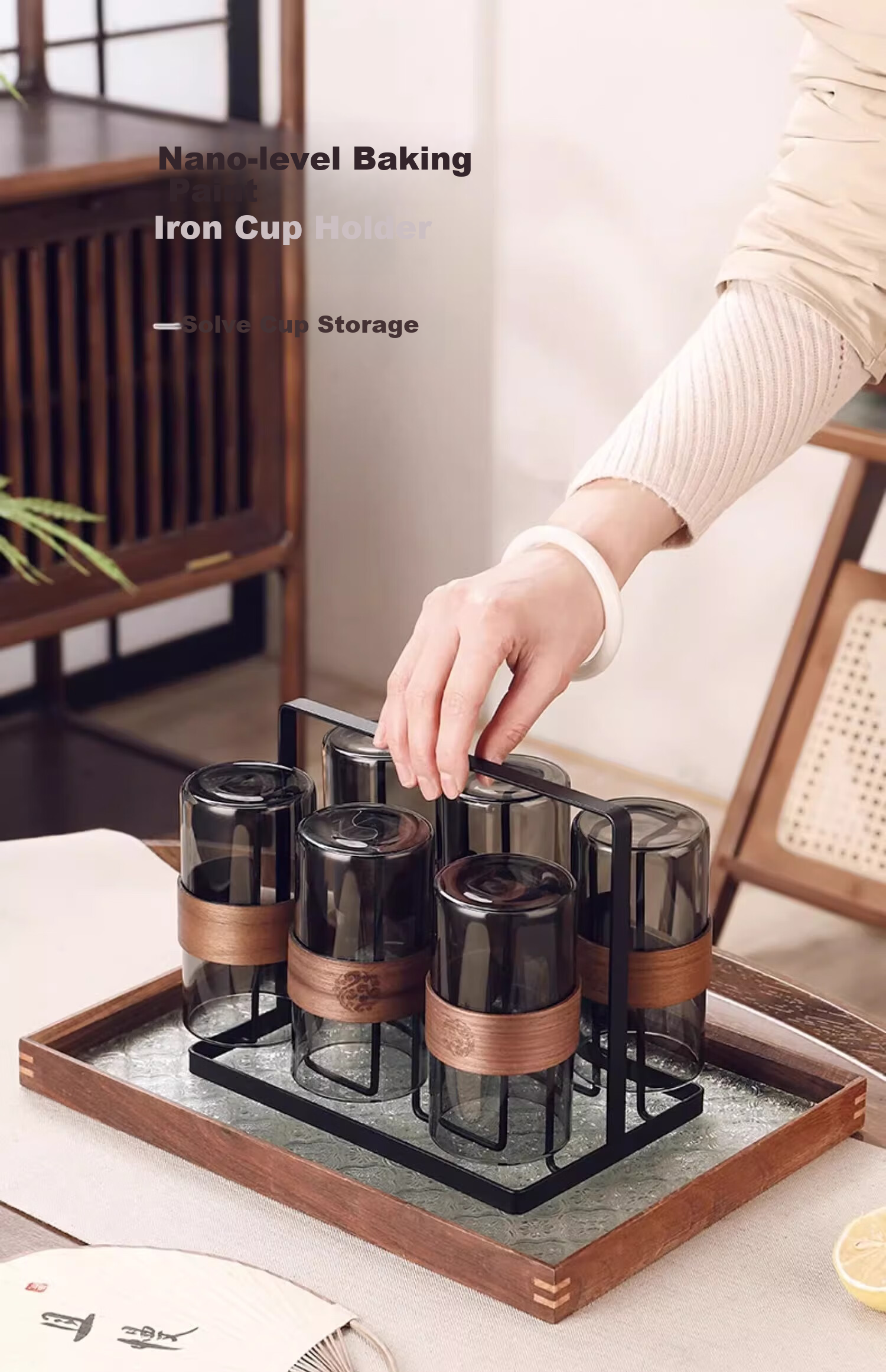 CRISTALGLASS Heat-Resistant High Borosilicate Glass Water Cup Set, Home Drinking Cups, Living Room Guest Tea Cups, New Chinese-Style Elegant Desig 9