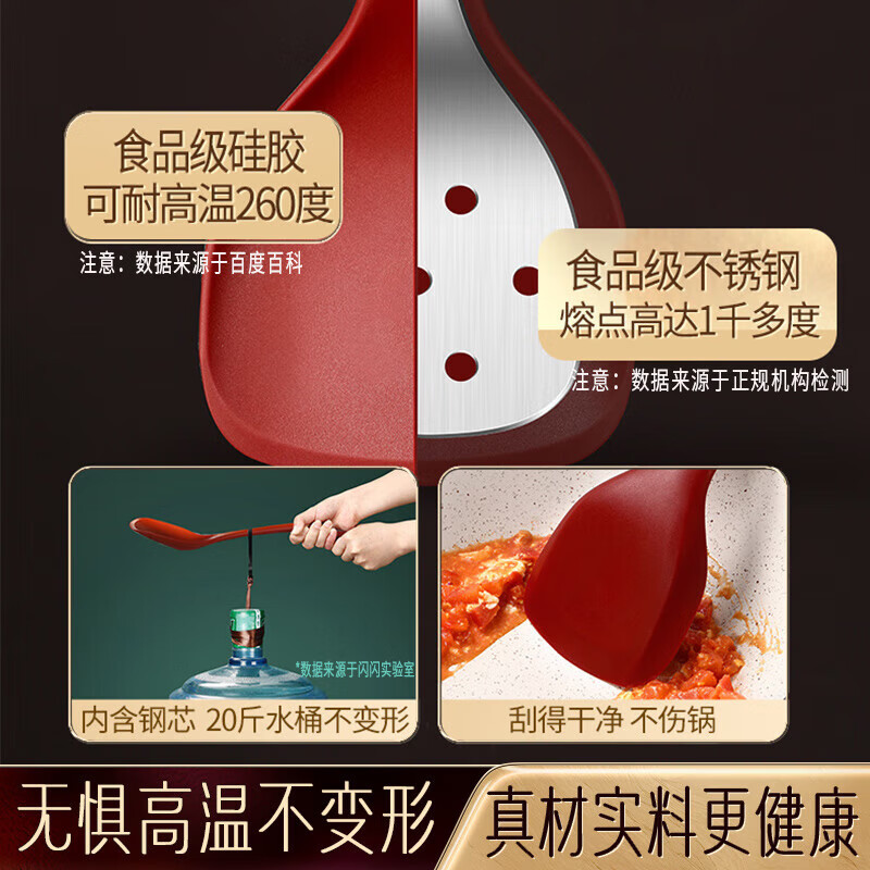SSN Small Silicone Spatula Mushroom Turner High-Temperature Resistant Food-Grade Small Silicone Cooking Spatula Stir Fry Spoon