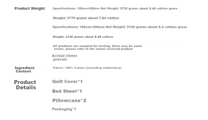 Shuixingjiafang Four-Piece Bedding Set, 100 Thread Count Pima Cotton, Pure Cotton 100% for Sleeping Naked, High-End Luxury Double Bed Set, 1.8m Bed, Gray 21