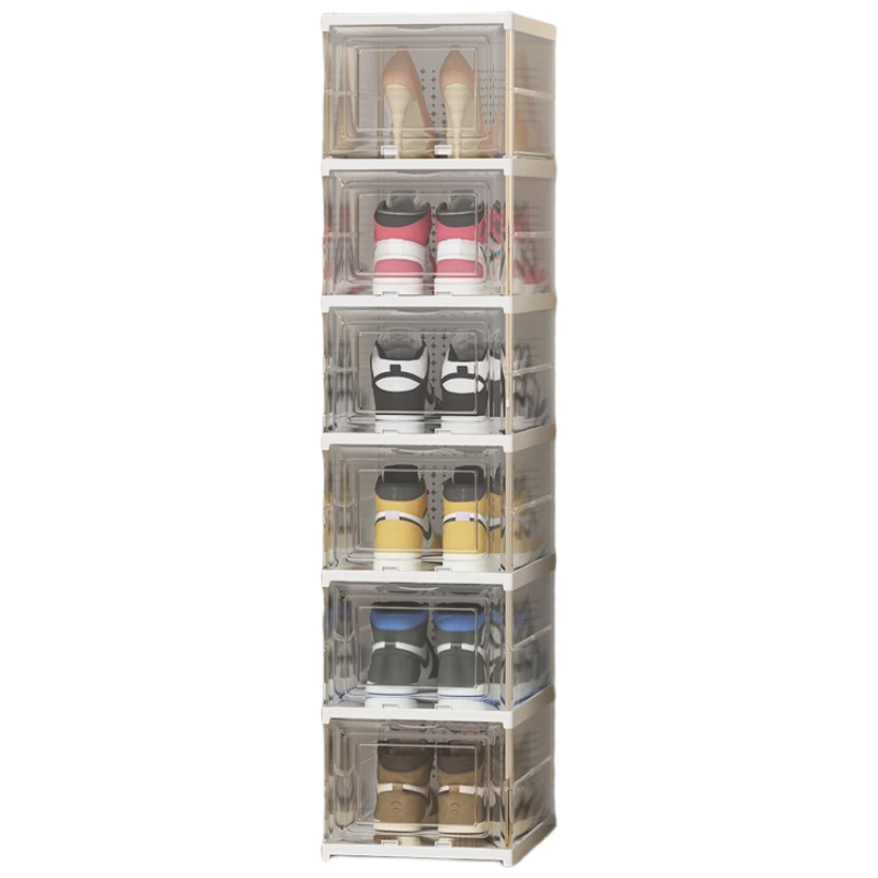 Anerya Shoe Cabinet, No Installation Required, Foldable Shoe Storage for Entryway, Dust-Proof Shoe Rack And Basketball Shoe Organizer, Large Size, 6 Pieces