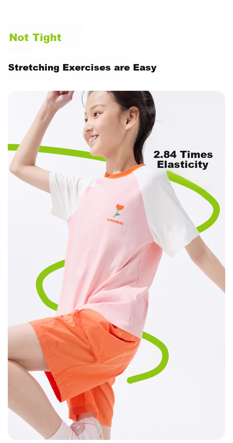 Beneunder Children's Short-Sleeve Cotton-Feel Quick-Dry Sports T-Shirt for Boys And Girls DR992 Cherry Pink - Frost Milk White 130 10