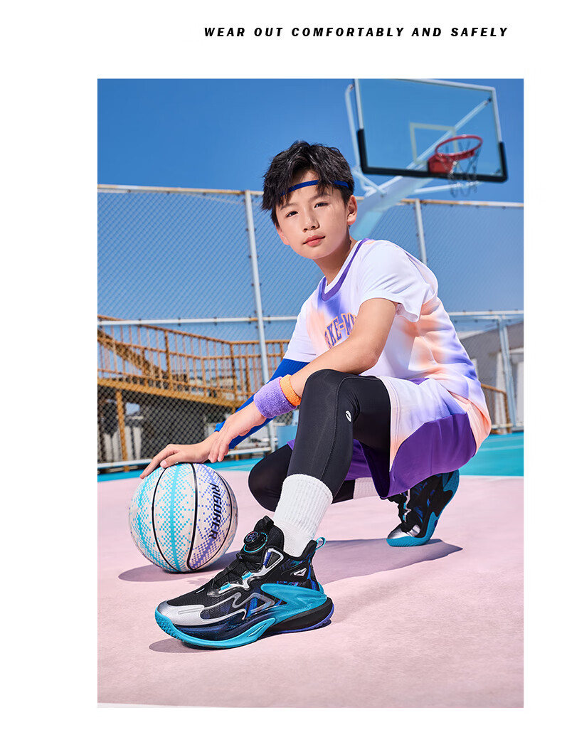 ERKE Kids Boys Youth Cushioning Basketball Shoes Children's Dial Buckle Sports Shoes Athletic Orange/Orange Haze Size 37 10