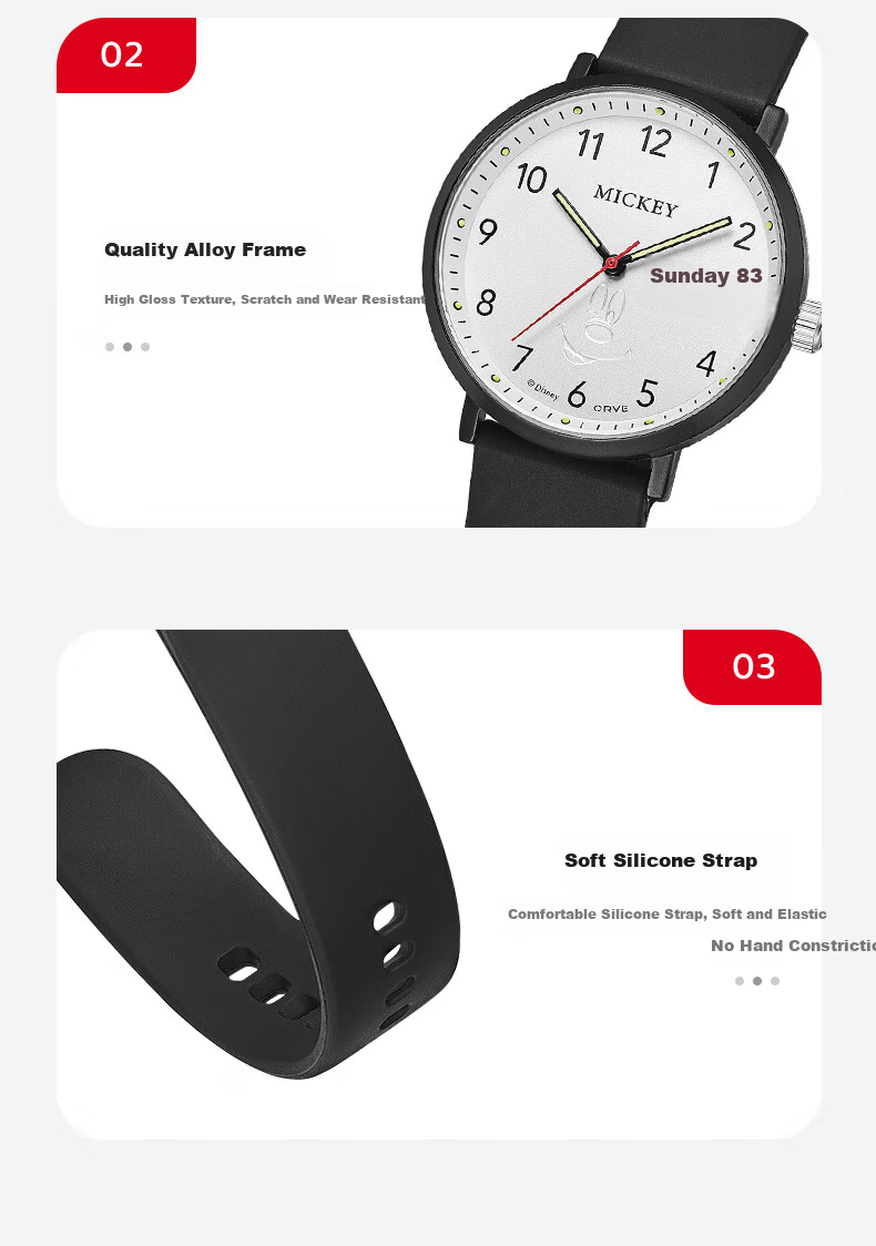 Disney Student Watch, Simple Waterproof Quartz Watch with Dual Calendar, for Middle And High School Students, Exam Watch MK-11809B 11
