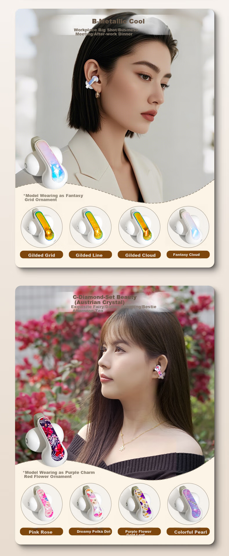 Baiersong B7 Open-Ear Bluetooth Headphones, Ear-Hook Style, for Sports And Running, Long Battery Life, AI Calling, Noise Reduction, Wireless Earphones, Fashionable Ear Clips, Suitable for Xiaomi And Apple, Pearl White 5