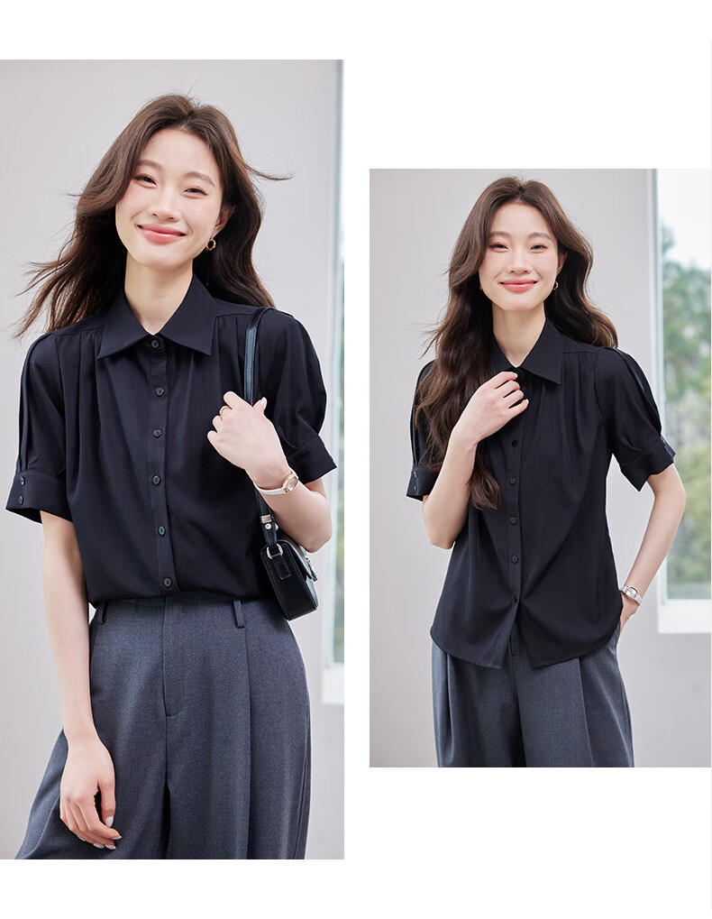Jeanswest Women's Summer Professional Short-Sleeve Dress Shirt, Elegant High-End Design Commuter Top, White, 2XL 10