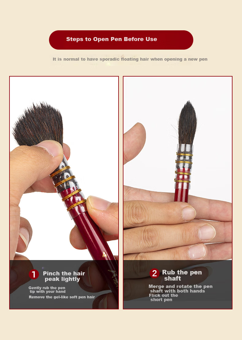MAIRTINI Red Chubby Watercolor Brush, Squirrel Soft Bristle Absorbent Painting Brush, Academy Grade No. 3 Single Piece SS93-03 6