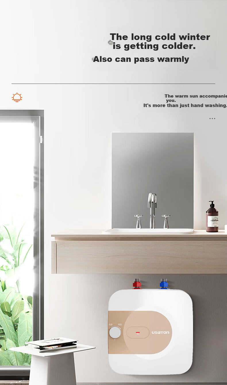 USATON 6.6L Mini Kitchen Treasure, Rapid Heating Kitchen Water Storage Electric Water Heater, Mini First-Class Energy Efficiency, 1500W, Top Outlet, KX66-6J15S 2