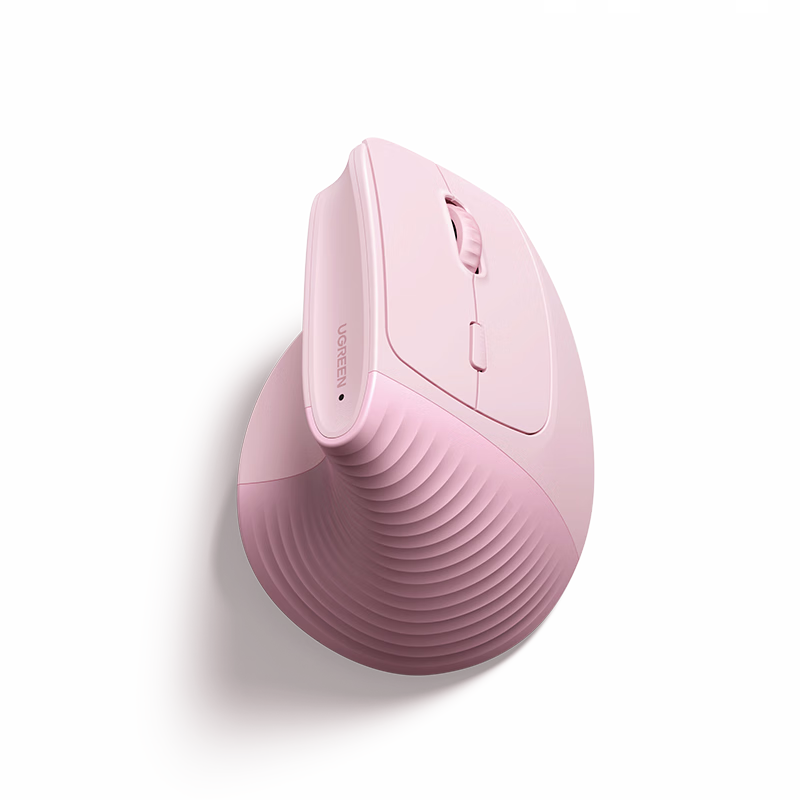 UGREEN Ergonomic Mouse, Wireless Bluetooth Vertical Mouse, Vertical Grip Anti-Strain Quiet Mouse, Suitable for Laptops And Desktop Computers, Hand-Protecting Mouse, Pink