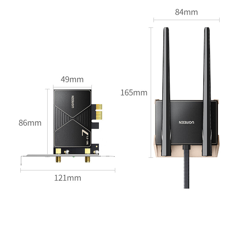 UGREEN PCIe Wireless Network Card, WiFi 7 Desktop Dedicated, BE3600 Computer WiFi Bluetooth Receiver, Gaming Built-In 5G Network Card, Ax200/ax210 Advanced Model MT7925 22