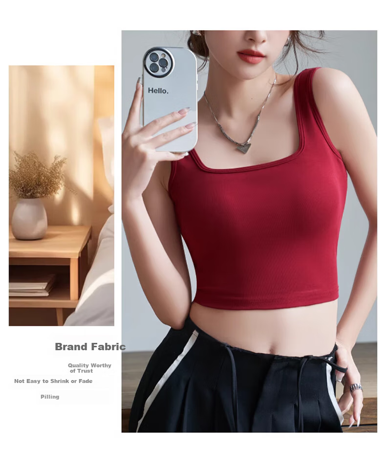 LangSha Women's Camisole Tank Top, Spring/summer 2026 New Style, Pure Cotton with Built-In Bra Pads, Beautiful Back Design, Suitable for Inner Wear Or Outer Wear As A Base Layer Top 19