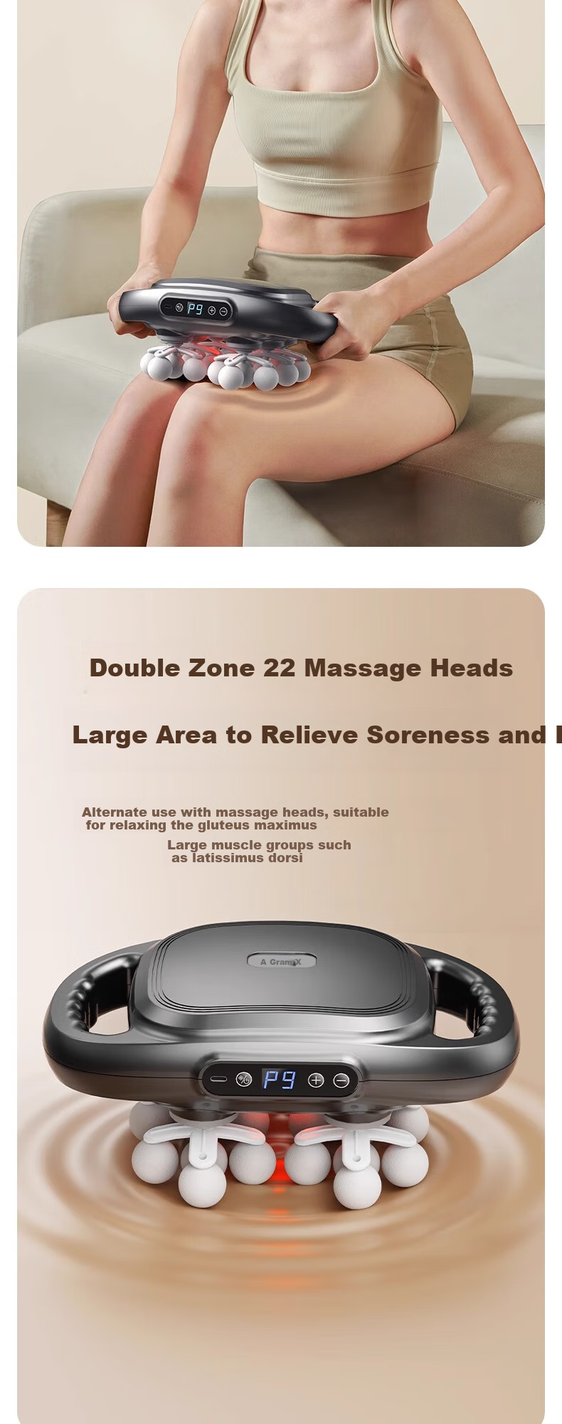 AUX 22-Head Fascia Gun Muscle Massager Professional Shoulder Neck Waist Back Full Body Multi-Head Neck Fascia Massage Device, Gift for Elders, Automatic Kneading for Waist And Legs, Mid-Autumn Festival Practical Gift 5