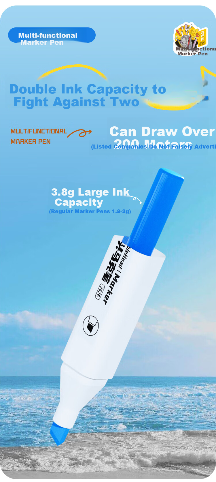 GuangBo Multifunctional Markers, 12 Colors, Washable, Erasable, Water-Based, Children's Colored Watercolor Pens, Double-Ended, Non-Toxic for Elementary School Students And Kindergarten, Specialized Art Brushes, Collection Case with Storage Box H02321 5