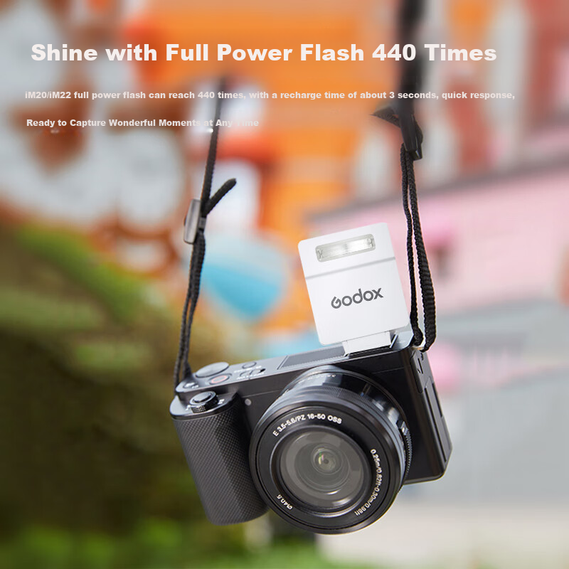 Godox IM22 Flash, Compact Hot Shoe Interface Universal Camera Hot Shoe Flash, Small Cube Portable Outdoor Shooting Portrait Digital Mirrorless Camera Flash [White]