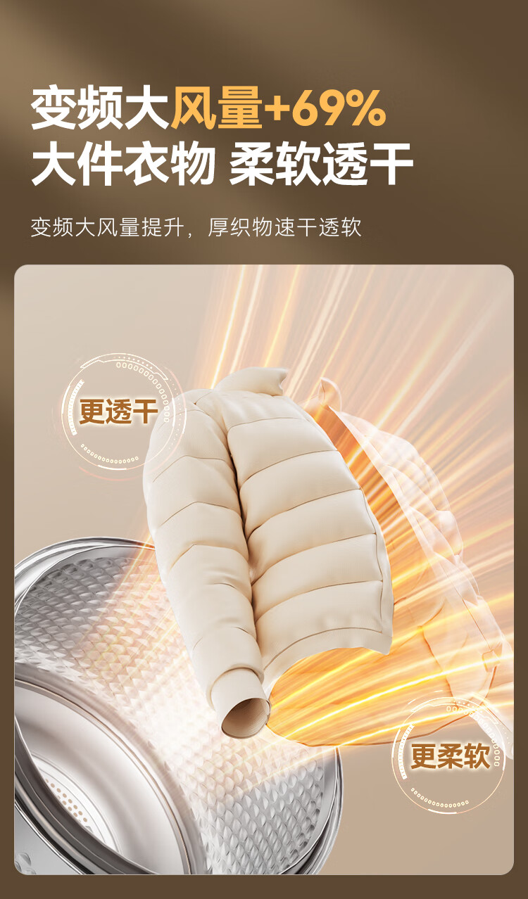 变频热泵烘干机 10 公斤仅 2534 元:京东京造新品国补后 8.1 折众筹