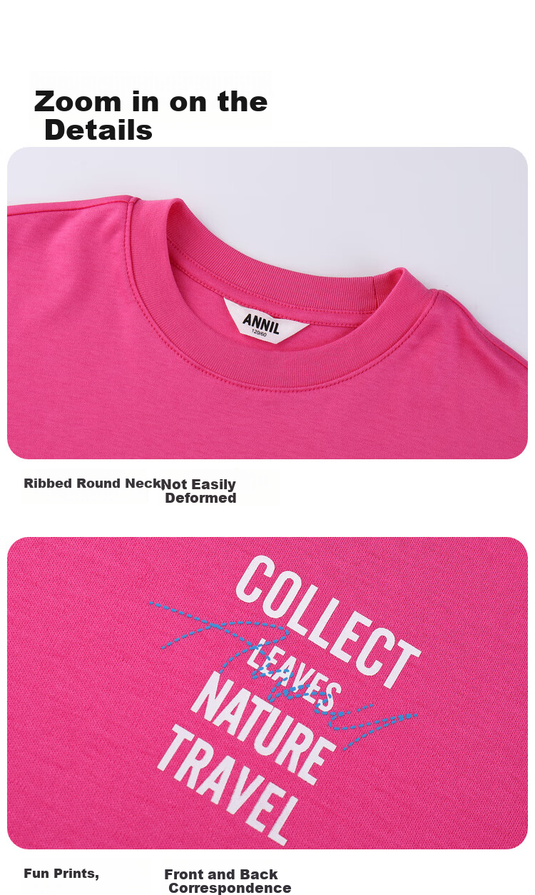 Annil [100% Cotton T-Shirt] Annil Children's Clothing, Boys And Girls Short-Sleeve T-Shirt, Summer Pure Cotton, Wrinkle-Resistant, Elastic Top 12