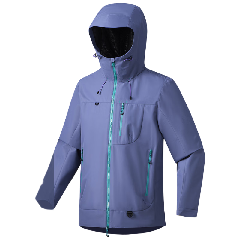 JEEP SPIRIT Outdoor Hooded Windproof Waterproof Mountaineering Jacket for Women and Men Autumn Winter Couple Secret Purple L