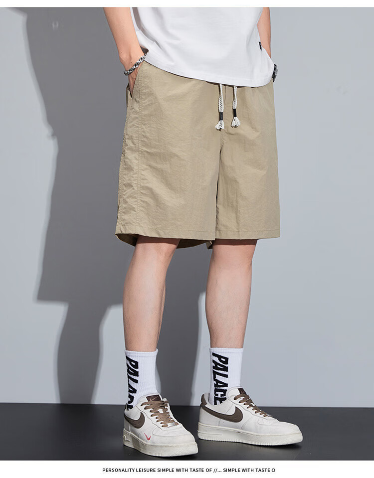 JEEP SPIRIT Men's Shorts, Summer Ice Silk Thin Mid-Length Pants, High-End Casual Five-Point Shorts, American-Style Sports Quick-Dry Pants 6