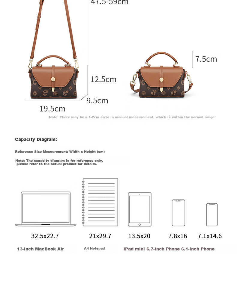 C.BANNER Women's Handbag, Shoulder Bag, Tote Bag, Crossbody Bag, Light Luxury High-End Fashion Brand, Birthday Gift for Girlfriend on May 20 5