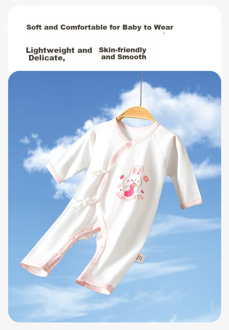 Babyprints Infant Romper 2-Pack, Newborn Pure Cotton Onesie, Thin Style for Baby Boys And Girls, Home Underwear, Blue, Size 66 3
