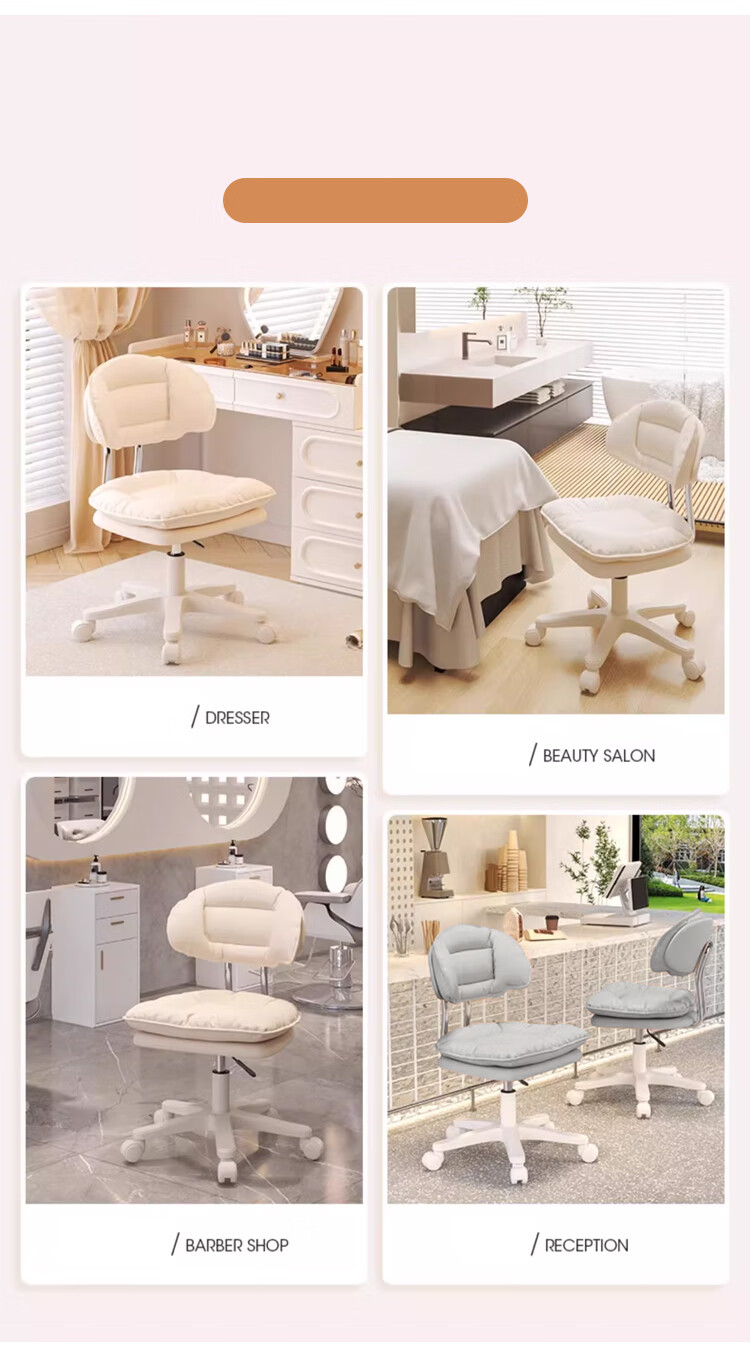 Huakaizhi Xing Stool Bar Chair Home Use Adjustable Height Swivel Chair Beauty Stool with Backrest And Wheels BY665 White 14