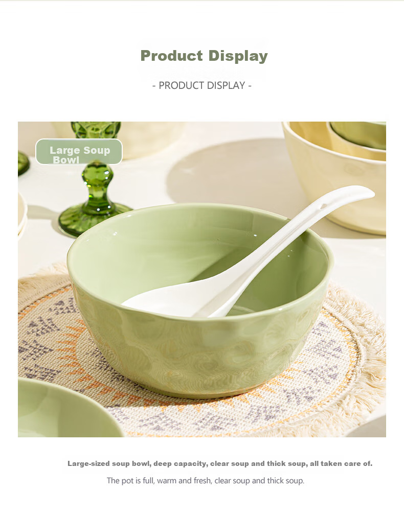 KANGQIN Cream-Colored Bowl And Plate Set, Home Use Underglaze Color High-Value Housewarming Tableware, 4-Person Dining Upgrade Gift Box for Mid-Autumn Festival 11