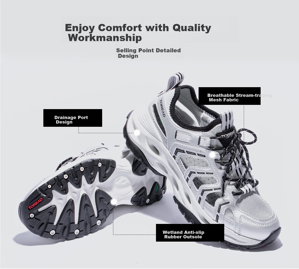 TOREAD Men's Creek Tracing Shoes, Spring And Summer Outdoor Non-Slip Breathable Quick-Drying Beach Shoes, Water Wading Hiking Sandals TFEECN81976 3