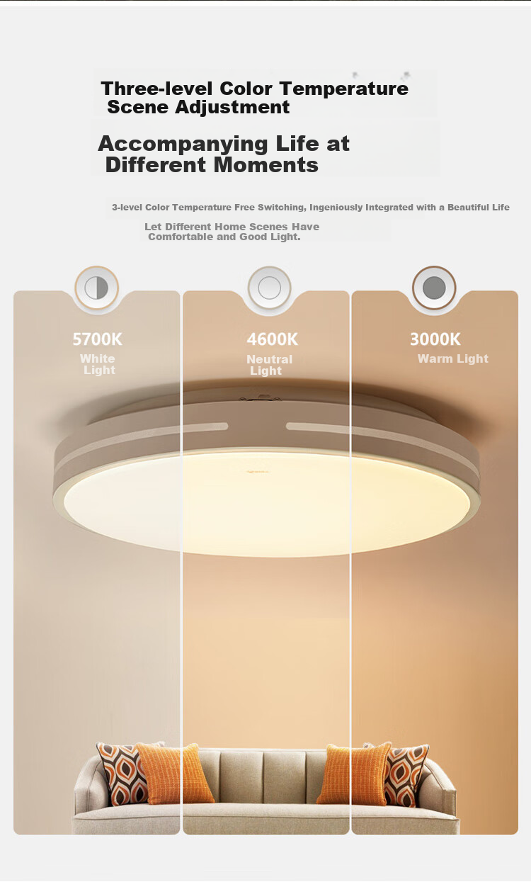 BULL Ceiling Light, Minghao Full Spectrum Bedroom Lamp, Three-Stage Dimming, 48W, Ra97 Color Rendering Index [Installation Included] 6