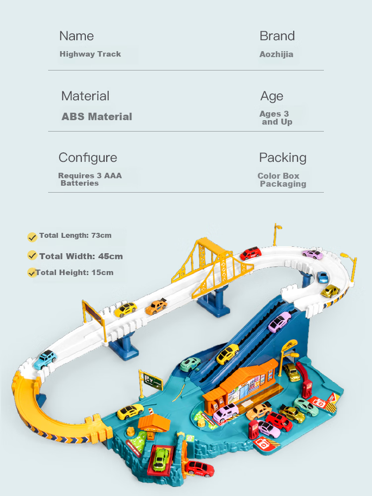AoZhiJia Children's Toy, Track Car Set for Boys Aged 3-6, Adventure Racing Game, Parking Lot, Birthday Gift 15
