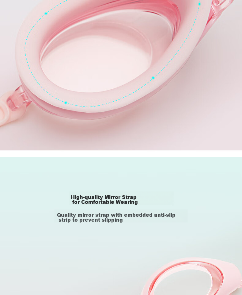 BALNEAIRE Children's Silicone Swimming Goggles, High-Definition Anti-Fog Clear Non-Slip Clip Adjustable Professional Training Swimming Goggles, Strawberry Pink 3