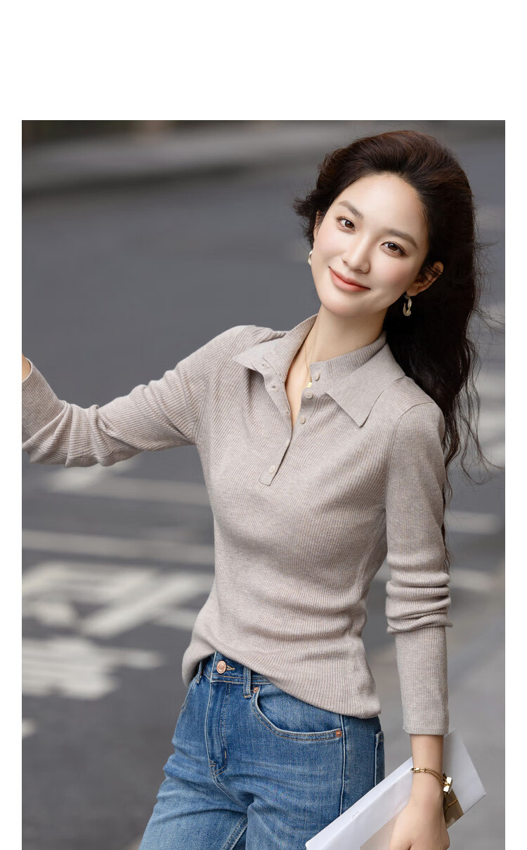 Demana【With Fluffy Wool】Autumn Elegant Double-Layer Collar Slim Knit Sweater for Petite Women 1