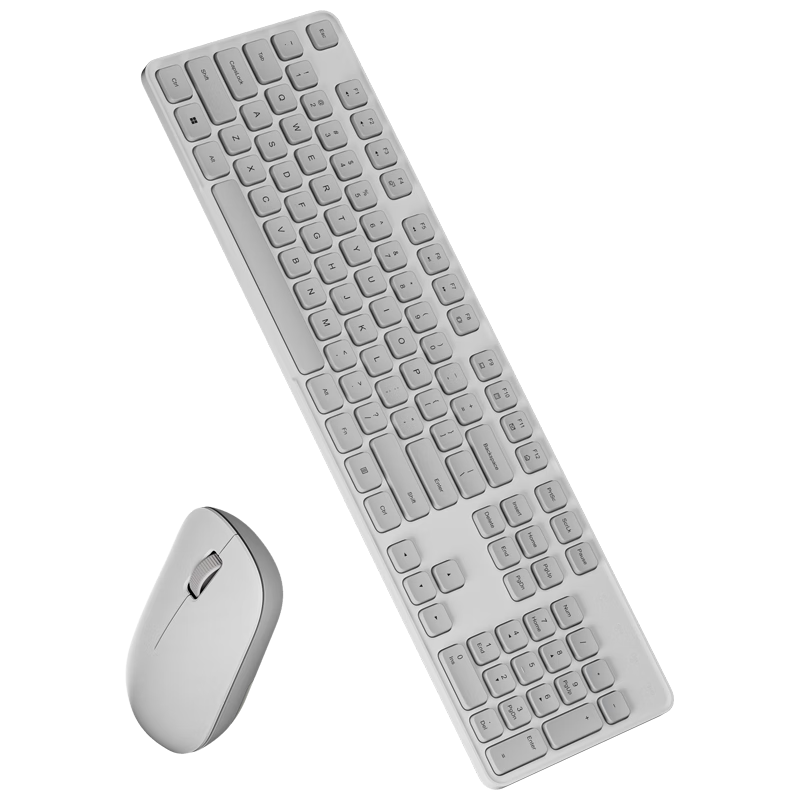 MI Wireless Keyboard And Mouse Set, 3 Plain White Gray, Slim Portable, Full-Size 104-Key Keyboard And Mouse, 2.4G Wireless Transmission, for Computer And Laptop Office Use, Keyboard And Mouse Combo Set