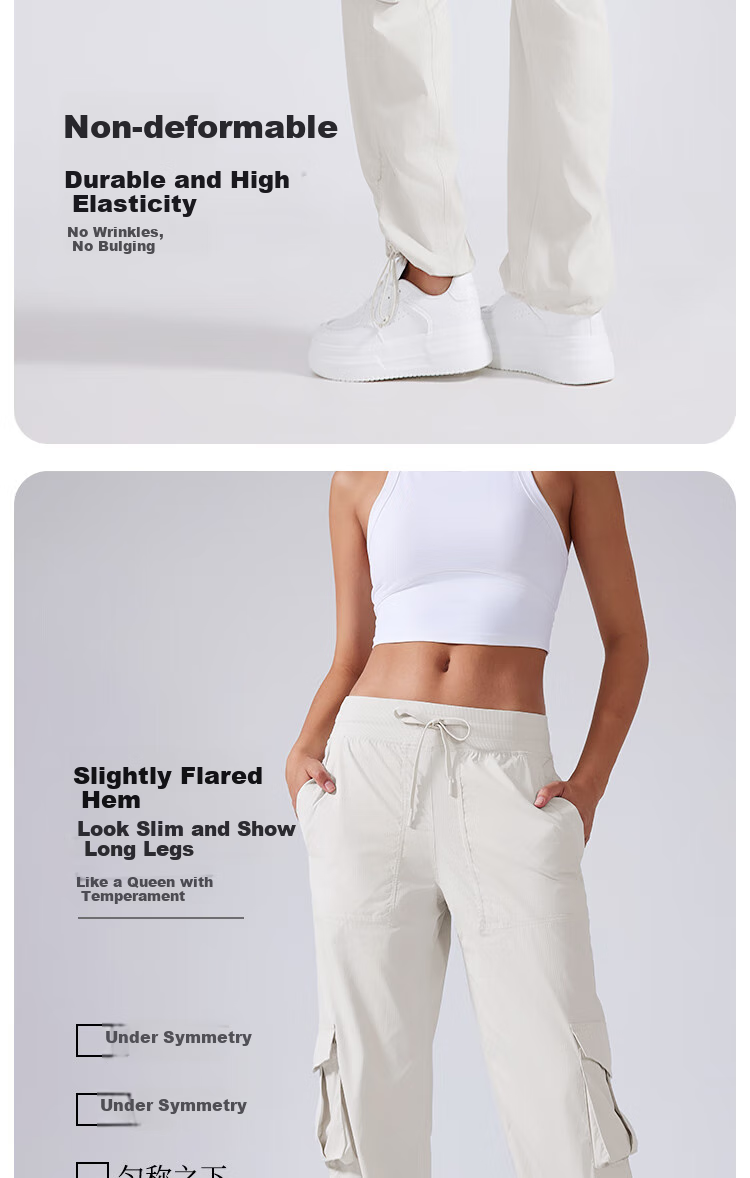 LangSha Loose-Fit Mid-Rise Cargo Pants for Women, Spring/summer 2025, Quick-Dry Lightweight Multi-Pocket Wide-Leg Outdoor Sports Casual Trousers 5