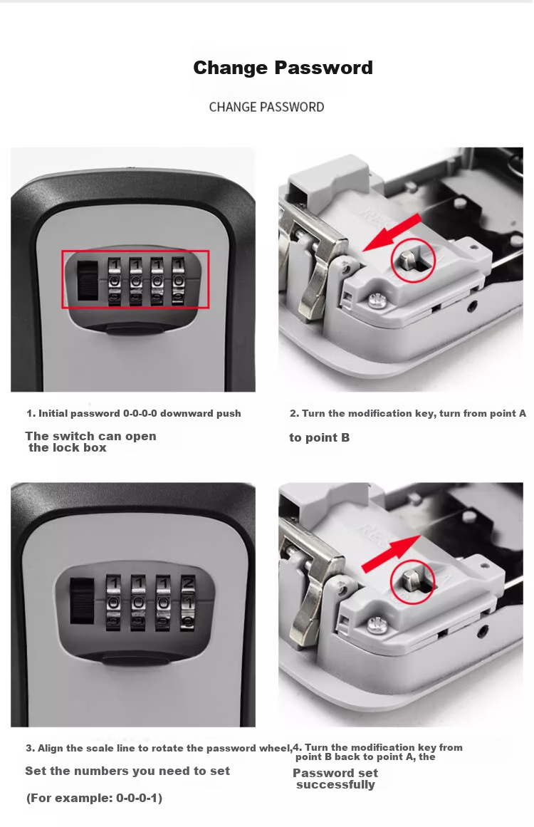 Shouli Password Box, Renovation Key Box, Metal Storage Box, Gate Construction Site Anti-Theft Key Box, Outdoor Wall-Mounted Anti-Smashing Gray 10