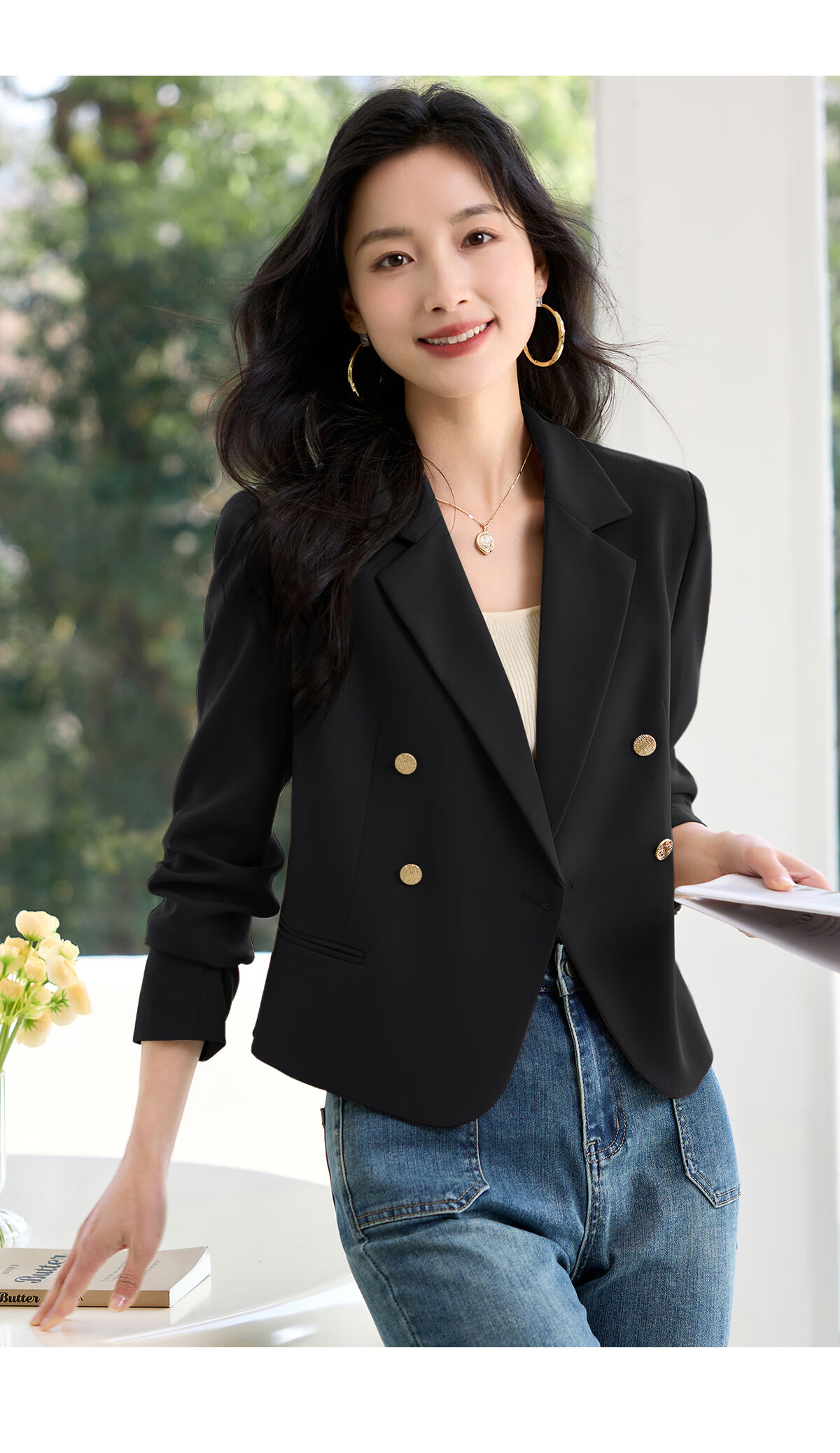 Chushen Spring and Autumn Women's Fashionable Short Casual Blazer Jacket S41U059 26