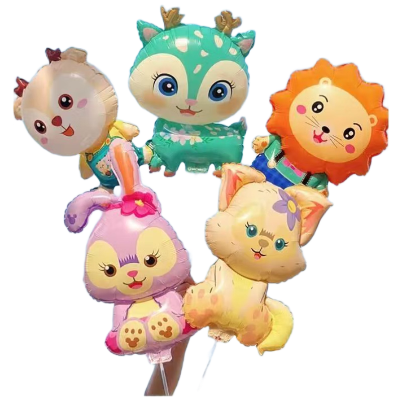 Kuibao Animal Clip Balloons 5-Pack with Handheld Sticks Cartoon Shape Kids School Outdoor Toys