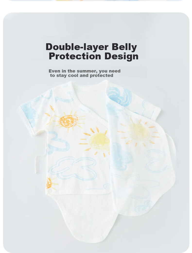 Aibaoshi Baby Romper, Summer Short-Sleeve Bodysuit, Newborn Onesie, Thin Mesh Back T169, 2-Piece Set, 66cm 5